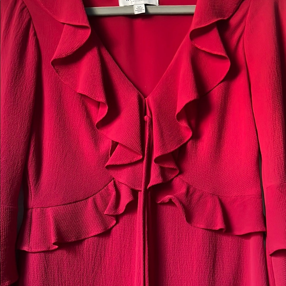 Red Ruffled Long Sleeve Dress - Picture 3 of 4